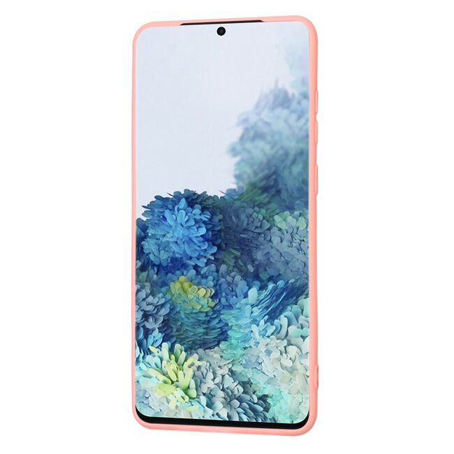 Husa pentru  Samsung Galaxy S20 Plus Liquid Silicone, subțire, captusita cu microfibra, anti amprentă, protectie cameră foto, roz