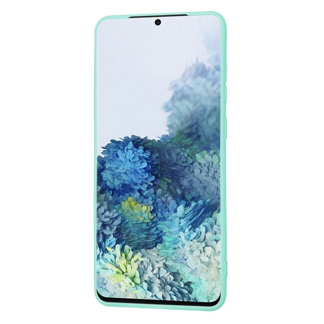 Husa pentru  Samsung Galaxy S20 Plus Liquid Silicone, subțire, captusita cu microfibra, anti amprentă, protectie cameră foto, turcoaz