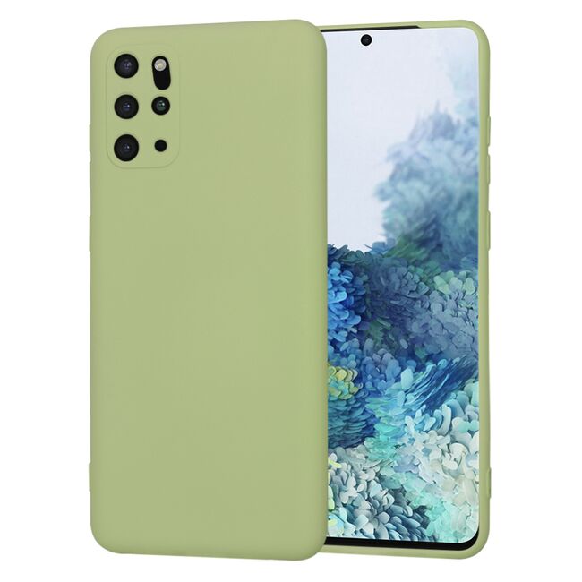 Husa pentru  Samsung Galaxy S20 Plus Liquid Silicone, subțire, captusita cu microfibra, anti amprentă, protectie cameră foto, verde