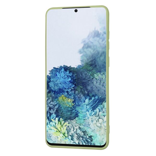 Husa pentru  Samsung Galaxy S20 Plus Liquid Silicone, subțire, captusita cu microfibra, anti amprentă, protectie cameră foto, verde