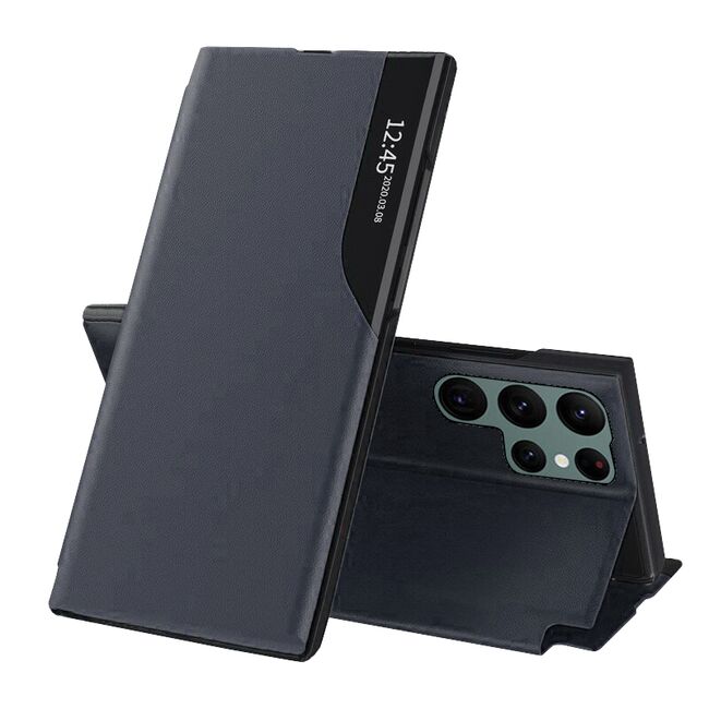 Husa pentru  Samsung Galaxy S22 Ultra 5G tip carte, Smart View, albastru