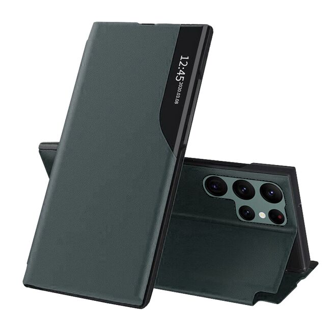 Husa pentru  Samsung Galaxy S22 Ultra 5G tip carte, Smart View, verde