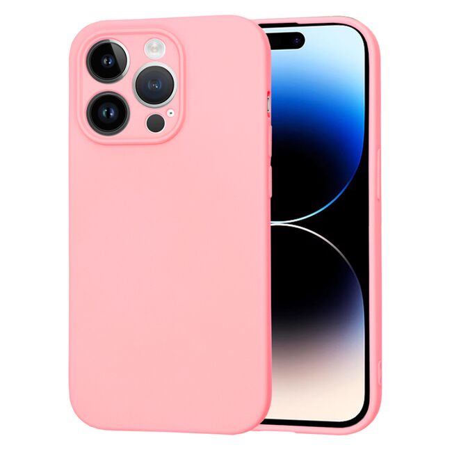 Husa pentru  iPhone 14 Pro  Liquid Silicone, subțire, captusita cu microfibra, anti amprentă, protectie cameră foto, roz