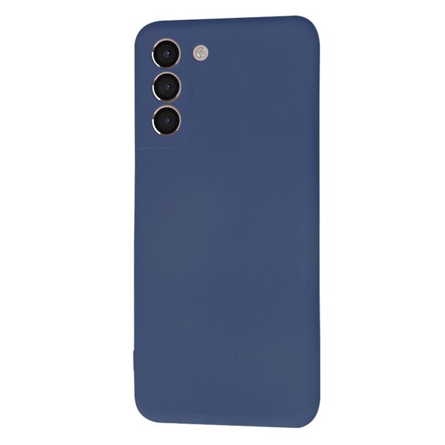 Husa pentru Samsung Galaxy S21  Liquid Silicone, subțire, captusita cu microfibra, anti amprentă, protectie cameră foto, albastru
