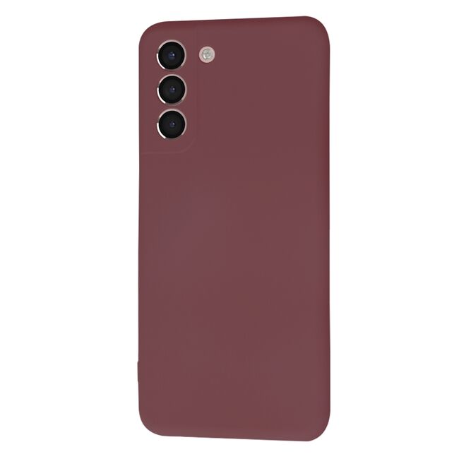 Husa pentru Samsung Galaxy S21  Liquid Silicone, subțire, captusita cu microfibra, anti amprentă, protectie cameră foto, bordeaux