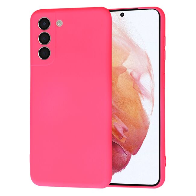 Husa pentru Samsung Galaxy S21  Liquid Silicone, subțire, captusita cu microfibra, anti amprentă, protectie cameră foto, fucsia