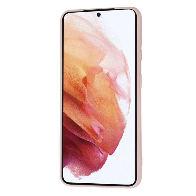 Husa pentru Samsung Galaxy S21  Liquid Silicone, subțire, captusita cu microfibra, anti amprentă, protectie cameră foto, roz inchis