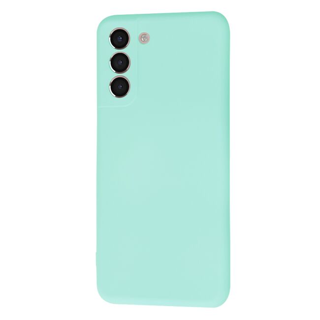 Husa pentru Samsung Galaxy S21  Liquid Silicone, subțire, captusita cu microfibra, anti amprentă, protectie cameră foto, turcoaz