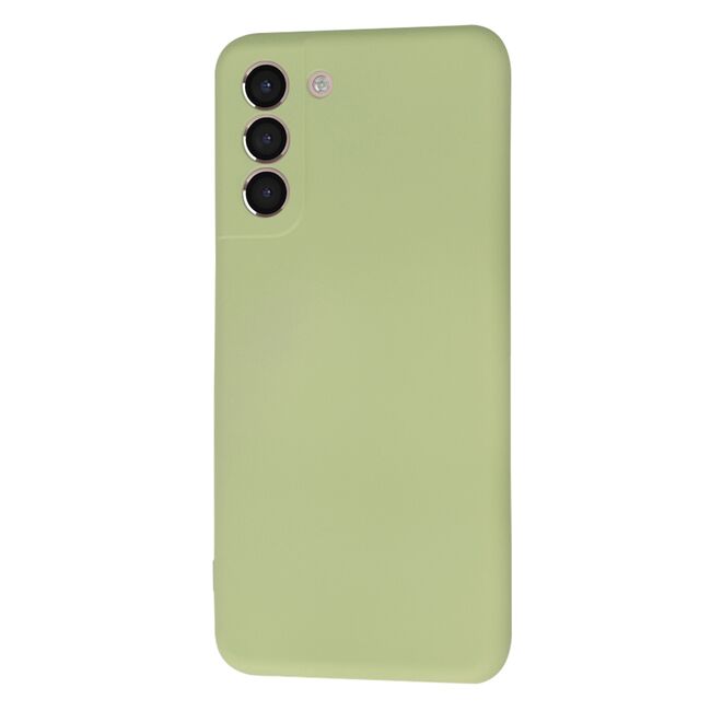 Husa pentru Samsung Galaxy S21  Liquid Silicone, subțire, captusita cu microfibra, anti amprentă, protectie cameră foto, verde