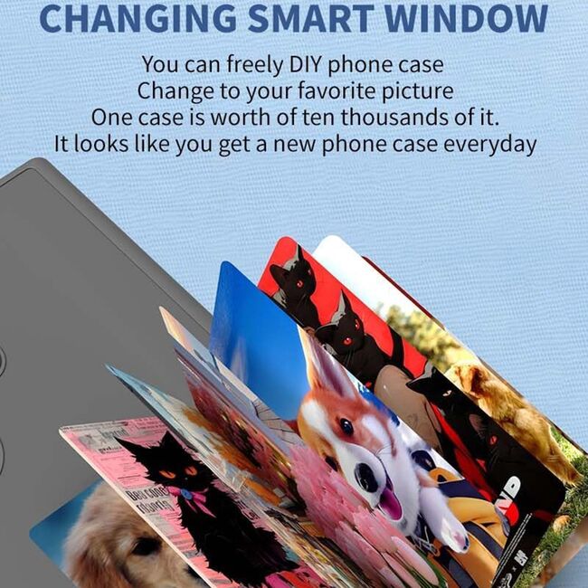 Husa pentru Samsung Galaxy S24 Ultra, DIY customizabil cu ecran E-ink, NFC Photo Display, negru