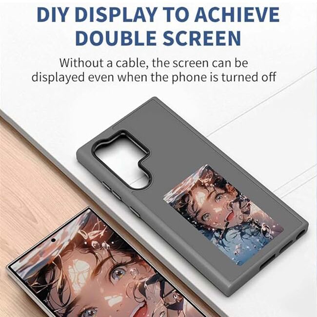 Husa pentru Samsung Galaxy S24 Ultra, DIY customizabil cu ecran E-ink, NFC Photo Display, negru