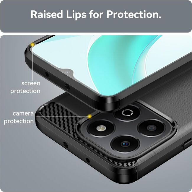 Husa pentru Honor X6b Carbon Liquid Silicone, negru