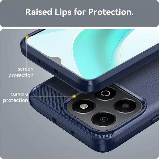 Husa pentru Honor X6b Carbon Liquid Silicone, albastru