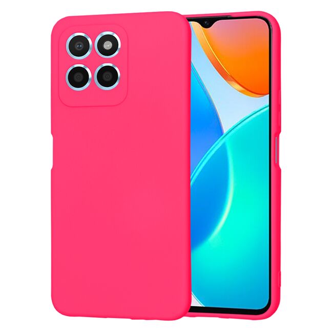 Husa pentru  Honor 70 Lite Liquid Silicone, subțire, captusita cu microfibra, anti amprentă, protectie cameră foto, fucsia