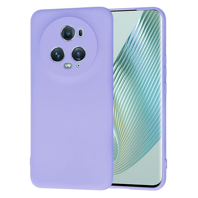 Husa pentru  Honor Magic 5 Pro Liquid Silicone, subțire, captusita cu microfibra, anti amprentă, protectie cameră foto, lavanda