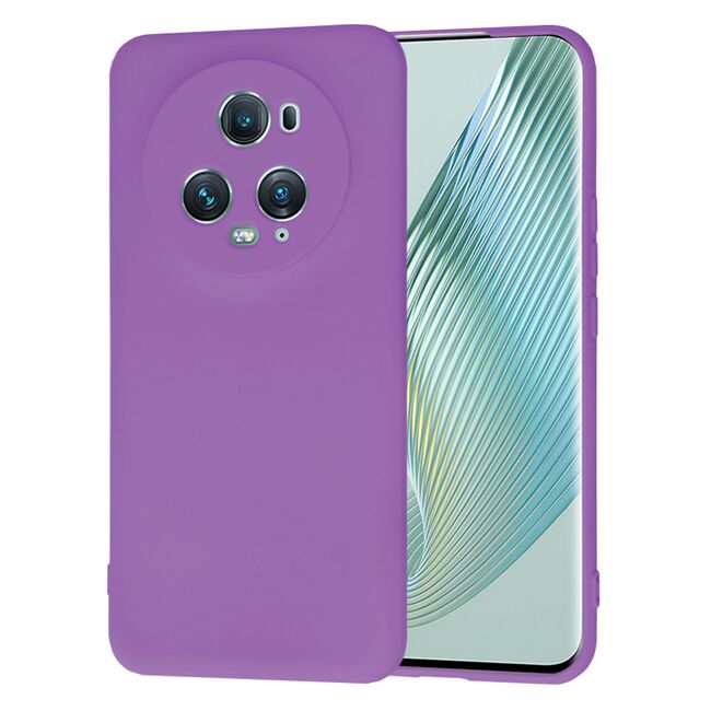 Husa pentru  Honor Magic 5 Pro Liquid Silicone, subțire, captusita cu microfibra, anti amprentă, protectie cameră foto, mov