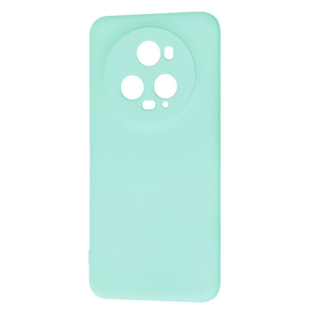 Husa pentru  Honor Magic 5 Pro Liquid Silicone, subțire, captusita cu microfibra, anti amprentă, protectie cameră foto, turcoaz