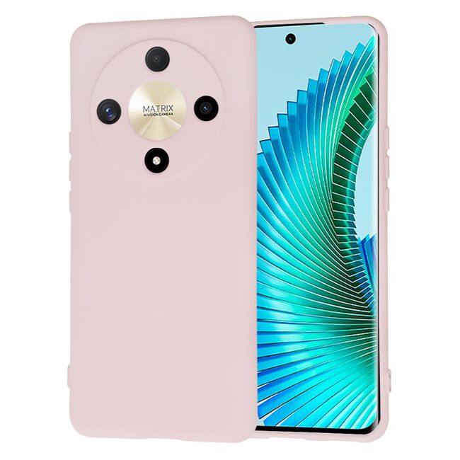 Husa pentru  Honor Magic 6 Lite Liquid Silicone, subțire, captusita cu microfibra, anti amprentă, protectie cameră foto, roz inchis