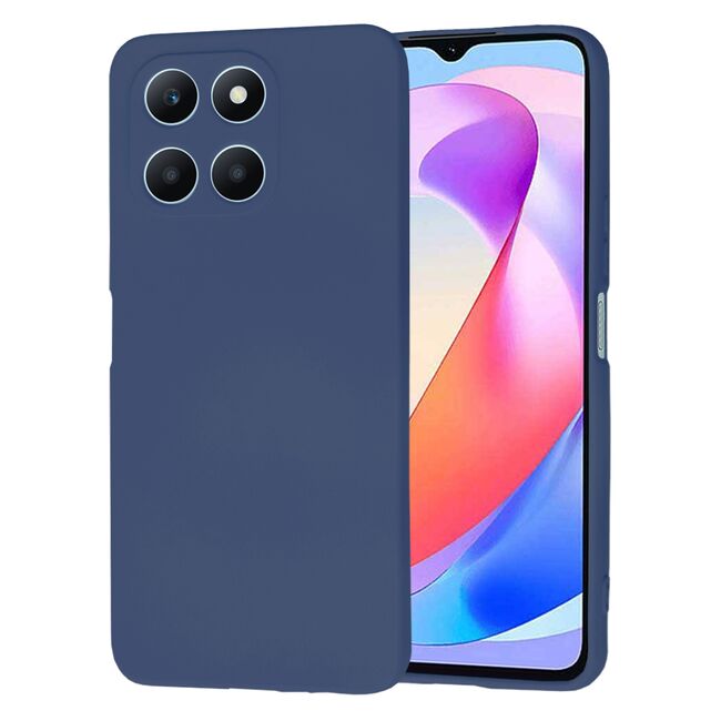 Husa pentru  Honor X6a Liquid Silicone, subțire, captusita cu microfibra, anti amprentă, protectie cameră foto, albastru