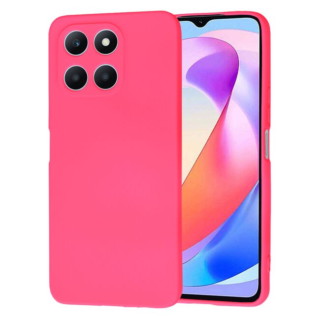 Husa pentru  Honor X6a Liquid Silicone, subțire, captusita cu microfibra, anti amprentă, protectie cameră foto, fucsia