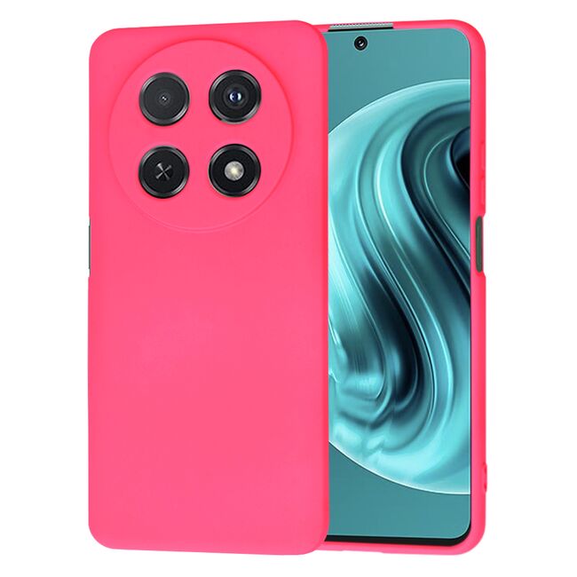 Husa pentru  Huawei Nova 12i Liquid Silicone, subțire, captusita cu microfibra, anti amprentă, protectie cameră foto, fucsia