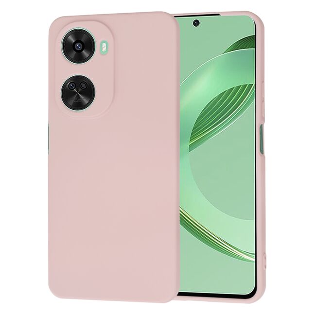 Husa pentru  Huawei nova 12 SE Liquid Silicone, subțire, captusita cu microfibra, anti amprentă, protectie cameră foto, roz inchis