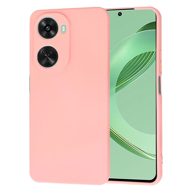 Husa pentru  Huawei nova 12 SE Liquid Silicone, subțire, captusita cu microfibra, anti amprentă, protectie cameră foto, roz