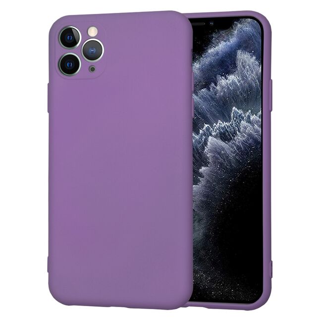 Husa pentru  iPhone 11 Pro Max Liquid Silicone, subțire, captusita cu microfibra, anti amprentă, protectie cameră foto, mov
