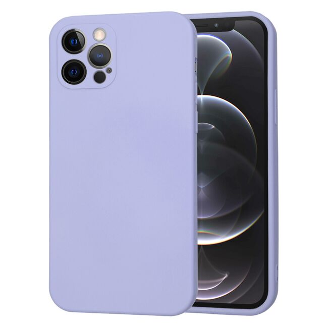Husa pentru  iPhone 12 Pro Liquid Silicone, subțire, captusita cu microfibra, anti amprentă, protectie cameră foto, lavanda