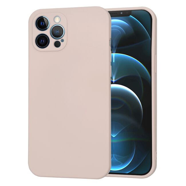 Husa pentru  iPhone 12 Pro Max Liquid Silicone, subțire, captusita cu microfibra, anti amprentă, protectie cameră foto, roz inchis