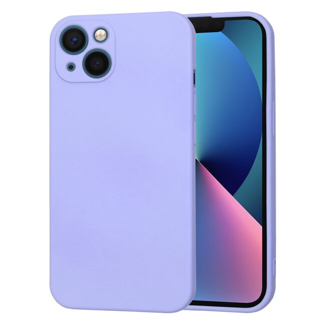 Husa pentru  iPhone 13 Liquid Silicone, subțire, captusita cu microfibra, anti amprentă, protectie cameră foto, lavanda