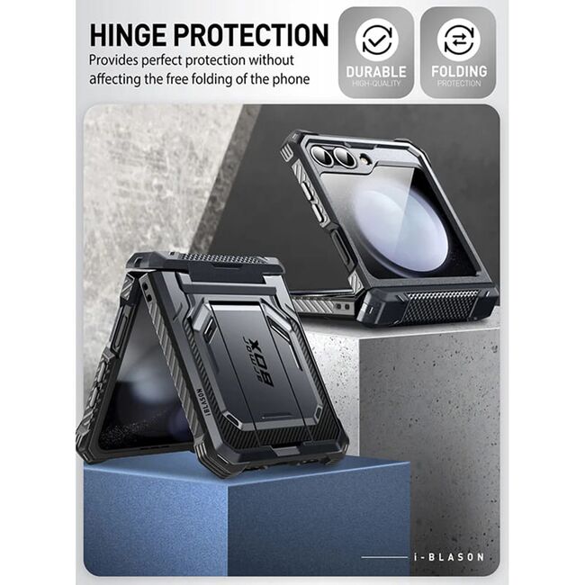 [Pachet 360°] Husa + folie Samsung Galaxy Z Flip 6 I-Blason Armorbox, negru