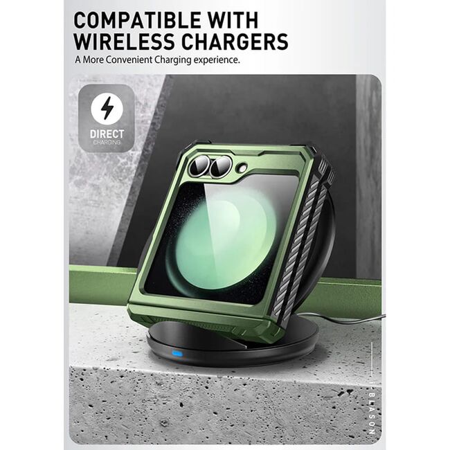 [Pachet 360°] Husa + folie Samsung Galaxy Z Flip 6 I-Blason Armorbox, verde