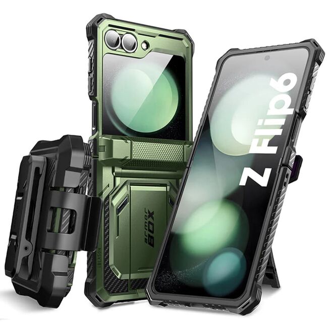 [Pachet 360°] Husa + folie Samsung Galaxy Z Flip 6 I-Blason Armorbox, verde