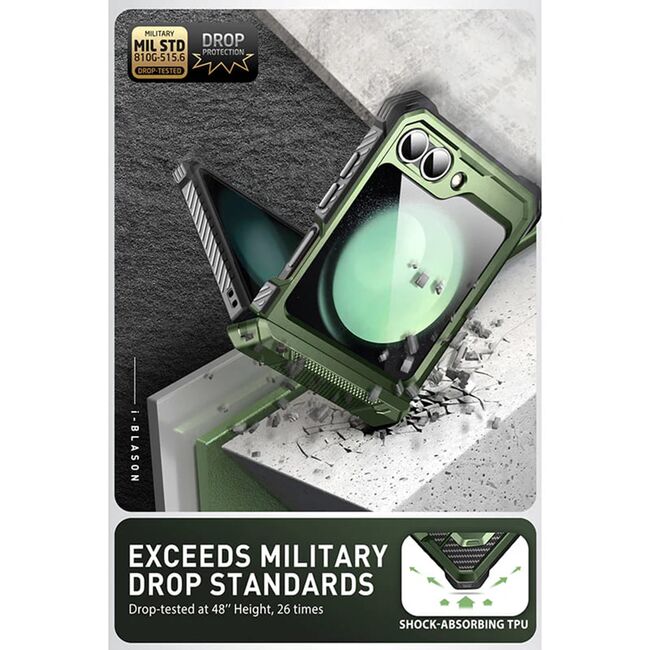 [Pachet 360°] Husa + folie Samsung Galaxy Z Flip 6 I-Blason Armorbox, verde