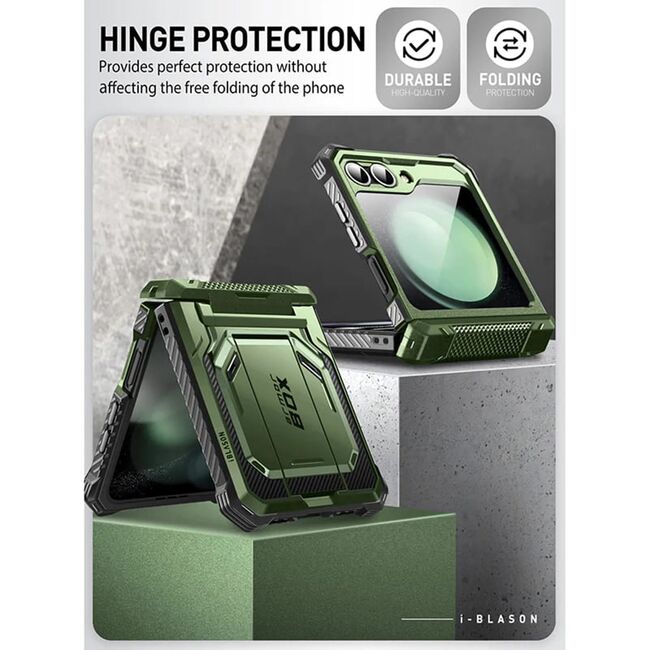 [Pachet 360°] Husa + folie Samsung Galaxy Z Flip 6 I-Blason Armorbox, verde