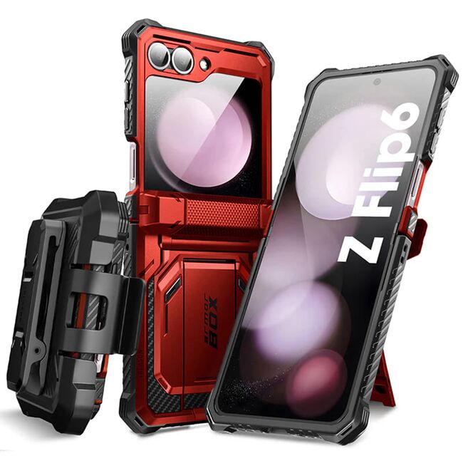 [Pachet 360°] Husa + folie Samsung Galaxy Z Flip 6 I-Blason Armorbox, rosu