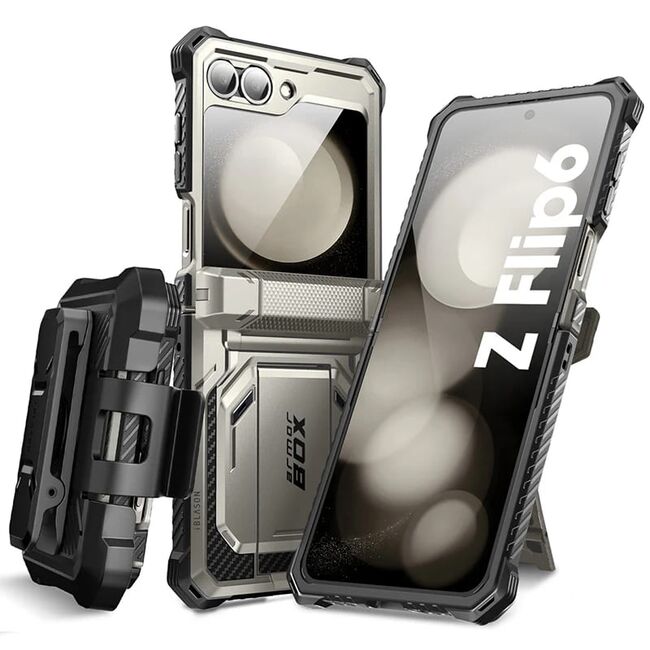 [Pachet 360°] Husa + folie Samsung Galaxy Z Flip 6 I-Blason Armorbox, gri