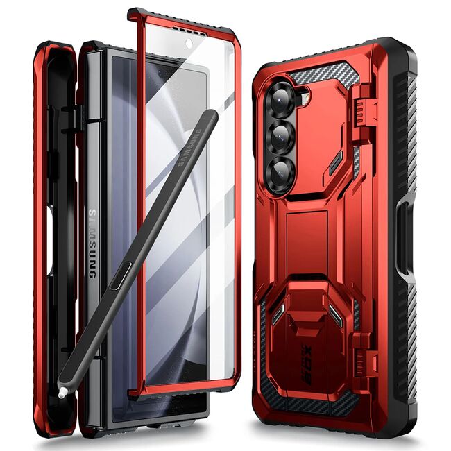 [Pachet 360°] Husa + folie Samsung Galaxy Z Fold 6 I-Blason Armorbox, rosu