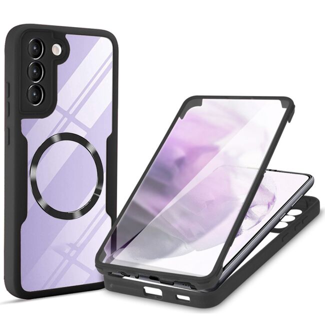 Pachet 360: Husa cu folie integrata pentru  Samsung Galaxy S21 FE cu MagSafe Cover360 fata / spate - negru