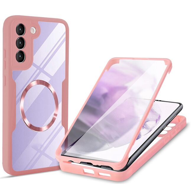 Pachet 360: Husa cu folie integrata pentru  Samsung Galaxy S23 cu MagSafe Cover360 fata / spate - roz