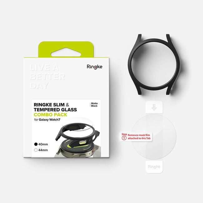 Husa + folie Samsung Galaxy Watch7 40mm Ringke Slim, negru mat