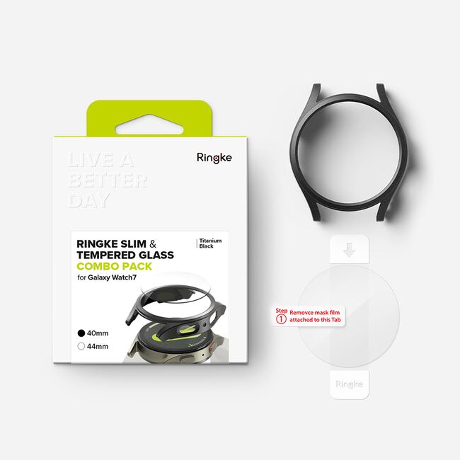 Husa + folie Samsung Galaxy Watch7 40mm Ringke Slim, negru