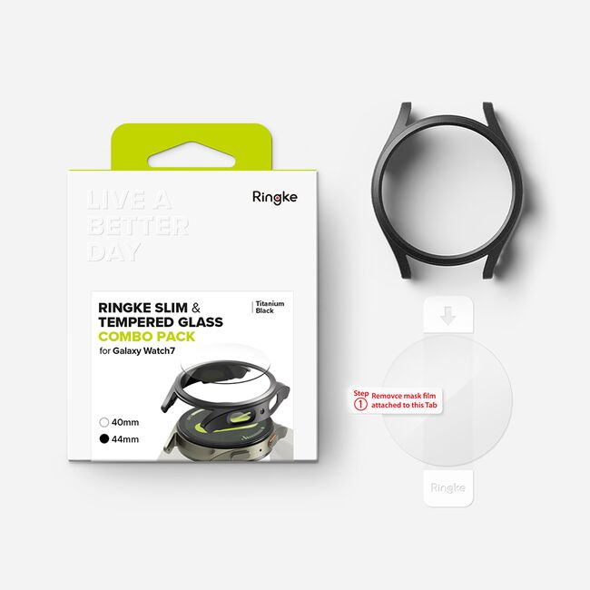 Husa + folie Samsung Galaxy Watch7 44mm Ringke Slim, negru