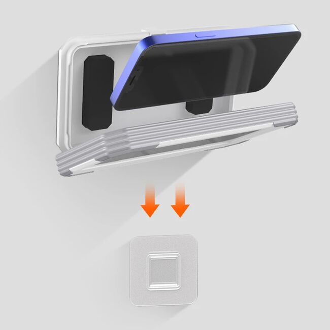 Suport Telefon Ajustabil 360° Impermeabil cu Montare Autoadezivă - Compatibil Universal pentru Baie, Dormitor, Bucătărie, alb
