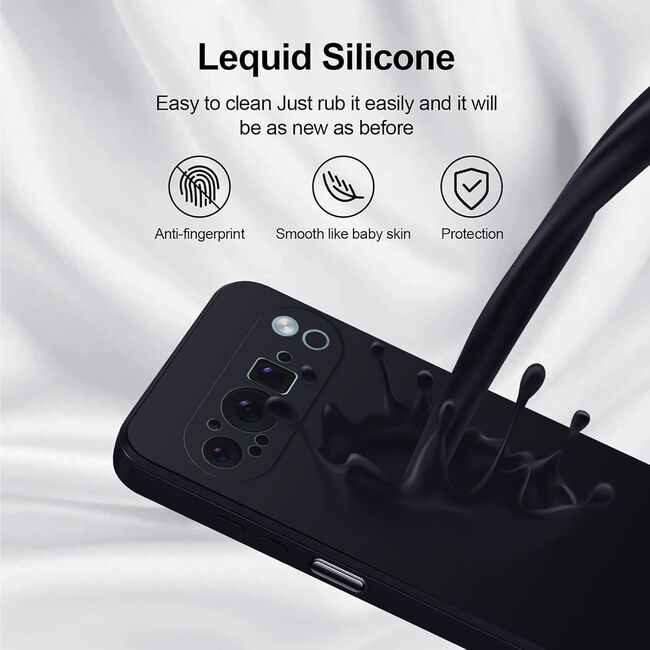 Husa pentru  Google Pixel 9 Pro XL Liquid Silicone, subțire, captusita cu microfibra, anti amprentă, protectie cameră foto, mov