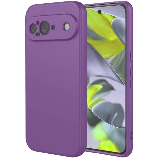 Husa pentru  Google Pixel 9 Liquid Silicone, subțire, captusita cu microfibra, anti amprentă, protectie cameră foto, mov
