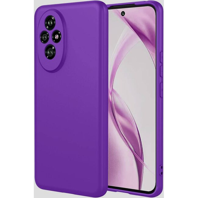 Husa pentru  Honor 200 Pro Liquid Silicone, subțire, captusita cu microfibra, anti amprentă, protectie cameră foto, mov