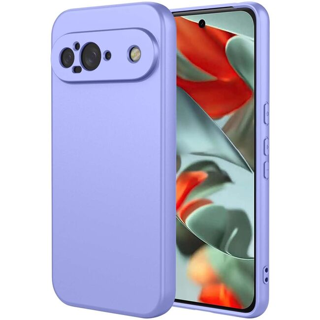 Husa pentru  Google Pixel 9 Liquid Silicone, subțire, captusita cu microfibra, anti amprentă, protectie cameră foto, lavanda