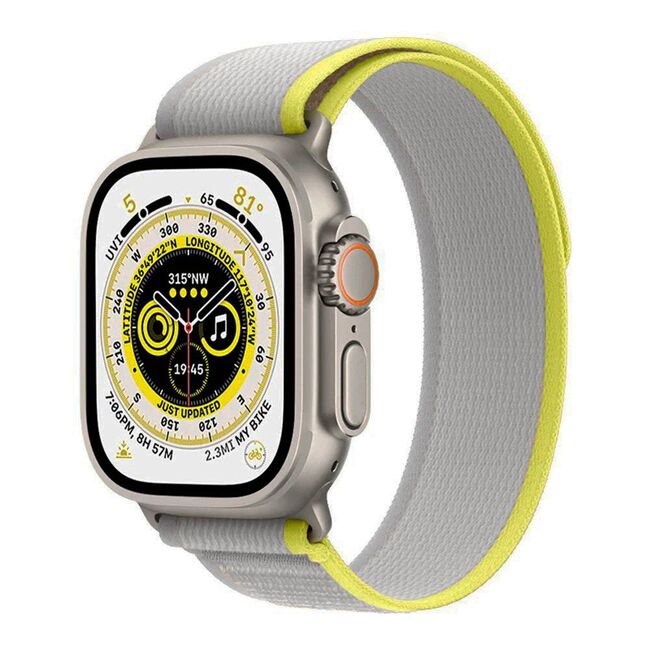 Curea pentru Apple Watch 4, 5, 6, 7, 8, 9, SE, SE2, Ultra, Ultra 2 (38/40/41mm) - gri galben